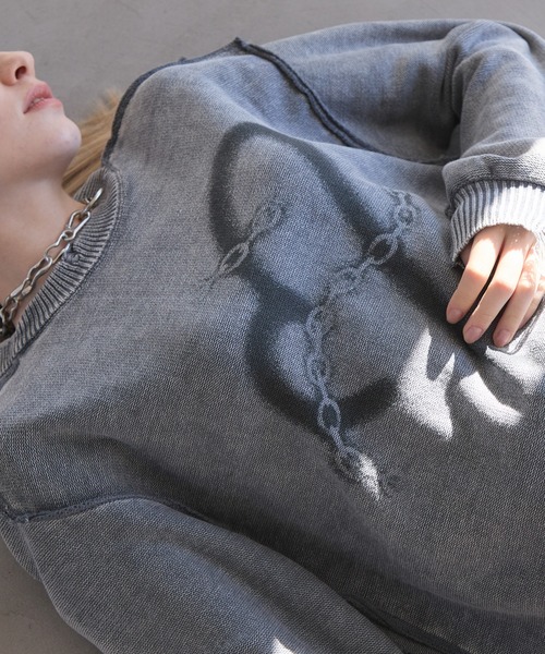 Spielio（シュピーリオ）の「【Spielio】Heart chain spray knit / ハートチェーンスプレーニット（ニット/セーター・メンズ・ブラック/グレー・S/M/L）」の15枚目の写真