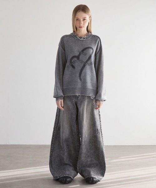 Spielio（シュピーリオ）の「【Spielio】Heart chain spray knit / ハートチェーンスプレーニット（ニット/セーター・メンズ・ブラック/グレー・S/M/L）」の17枚目の写真