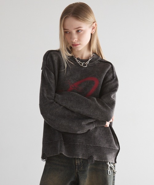 Spielio（シュピーリオ）の「【Spielio】Heart chain spray knit / ハートチェーンスプレーニット（ニット/セーター・メンズ・ブラック/グレー・S/M/L）」の19枚目の写真