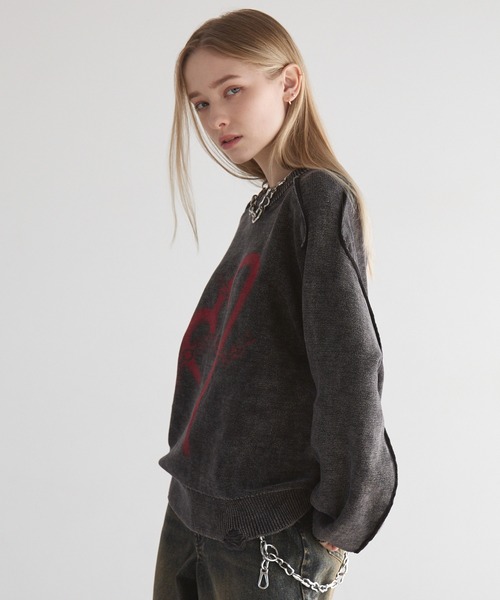 Spielio（シュピーリオ）の「【Spielio】Heart chain spray knit / ハートチェーンスプレーニット（ニット/セーター・メンズ・ブラック/グレー・S/M/L）」の20枚目の写真