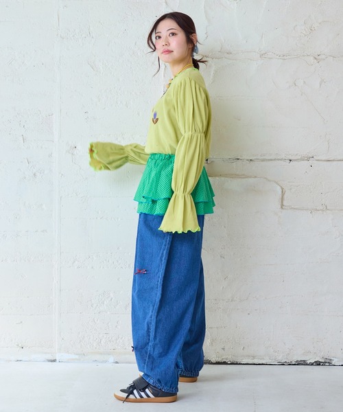 MARKEY'S(マーキーズ)の「スモッキングスリーブワッフルカットソー/おとな(Tシャツ/カットソー・レディース・イエロー/オフホワイト/グレー・160cm)」の13枚目の写真