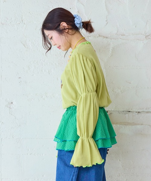 MARKEY'S(マーキーズ)の「スモッキングスリーブワッフルカットソー/おとな(Tシャツ/カットソー・レディース・イエロー/オフホワイト/グレー・160cm)」の14枚目の写真