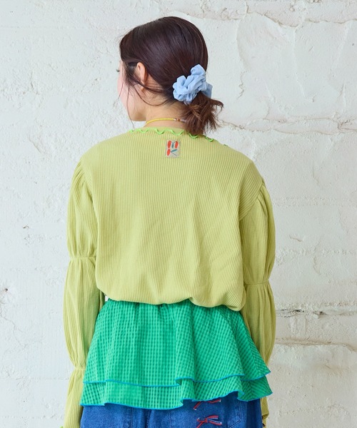 MARKEY'S(マーキーズ)の「スモッキングスリーブワッフルカットソー/おとな(Tシャツ/カットソー・レディース・イエロー/オフホワイト/グレー・160cm)」の15枚目の写真