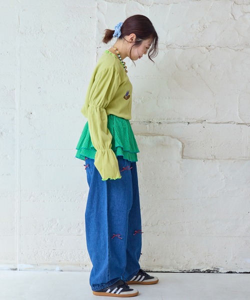 MARKEY'S(マーキーズ)の「スモッキングスリーブワッフルカットソー/おとな(Tシャツ/カットソー・レディース・イエロー/オフホワイト/グレー・160cm)」の16枚目の写真