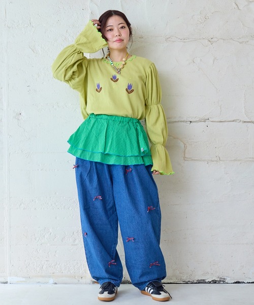 MARKEY'S(マーキーズ)の「スモッキングスリーブワッフルカットソー/おとな(Tシャツ/カットソー・レディース・イエロー/オフホワイト/グレー・160cm)」の17枚目の写真