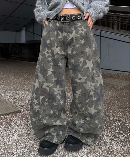 sedacle(セダクル)の「星柄カーブパンツ(デニムパンツ・メンズ・カーキ・MEDIUM/SMALL)」の2枚目の写真