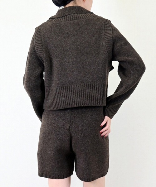 STYLEBLOCK（スタイルブロック）の「メランジニットクロップドベスト（ベスト・レディース・ブラック/チャコールグレー/ブラウン/グレー・M）」の7枚目の写真
