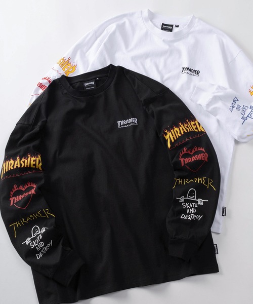 THRASHER(スラッシャー)の「【70】【THRASHER/スラッシャー】ワンポイント刺繍 アームロゴ バックプリント ロングスリーブTシャツ(Tシャツ/カットソー・メンズ・ホワイト/ホワイト系その他/ホワイト系その他2/ブラック/ブラック系その他/ブラック系その他2/アッシュグレー/グレー系その他/グレー系その他2・M/L/XL)」の5枚目の写真