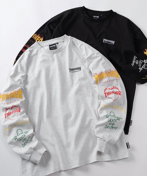THRASHER(スラッシャー)の「【70】【THRASHER/スラッシャー】ワンポイント刺繍 アームロゴ バックプリント ロングスリーブTシャツ(Tシャツ/カットソー・メンズ・ホワイト/ホワイト系その他/ホワイト系その他2/ブラック/ブラック系その他/ブラック系その他2/アッシュグレー/グレー系その他/グレー系その他2・M/L/XL)」の8枚目の写真
