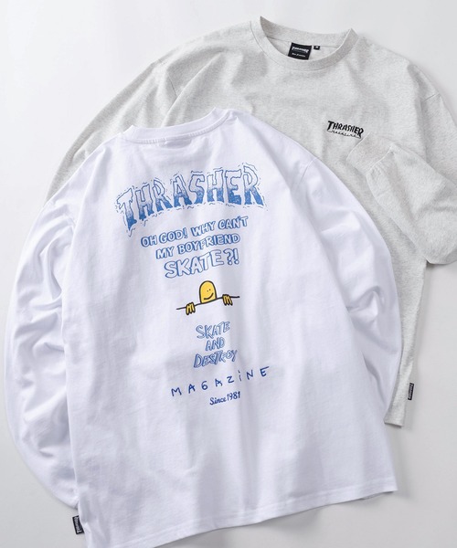 THRASHER(スラッシャー)の「【70】【THRASHER/スラッシャー】ワンポイント刺繍 アームロゴ バックプリント ロングスリーブTシャツ(Tシャツ/カットソー・メンズ・ホワイト/ホワイト系その他/ホワイト系その他2/ブラック/ブラック系その他/ブラック系その他2/アッシュグレー/グレー系その他/グレー系その他2・M/L/XL)」の3枚目の写真