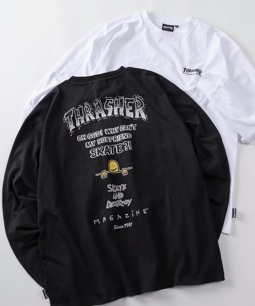 THRASHER(スラッシャー)の「【70】【THRASHER/スラッシャー】ワンポイント刺繍 アームロゴ バックプリント ロングスリーブTシャツ(Tシャツ/カットソー・メンズ・ホワイト/ホワイト系その他/ホワイト系その他2/ブラック/ブラック系その他/ブラック系その他2/アッシュグレー/グレー系その他/グレー系その他2・M/L/XL)」の6枚目の写真