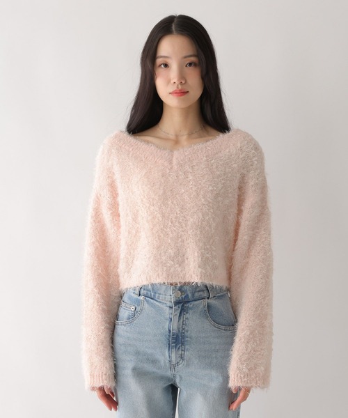 Heather(ヘザー)の「チュールヤーンオフショルニット 639617(ニット/セーター・レディース・オフホワイト/グレー/ピンク・FREE)」の20枚目の写真