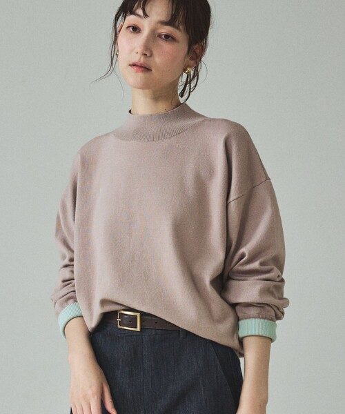 qualite(カリテ)の「バイカラーハイネックプルオーバー/冬服/オフィスカジュアル(ニット/セーター・レディース・アイボリー/ベージュ/ラベンダー・フリー)」の3枚目の写真