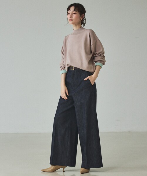 qualite(カリテ)の「バイカラーハイネックプルオーバー/冬服/オフィスカジュアル(ニット/セーター・レディース・アイボリー/ベージュ/ラベンダー・フリー)」の17枚目の写真