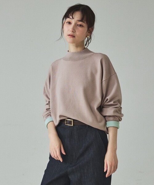 qualite(カリテ)の「バイカラーハイネックプルオーバー/冬服/オフィスカジュアル(ニット/セーター・レディース・アイボリー/ベージュ/ラベンダー・フリー)」の19枚目の写真