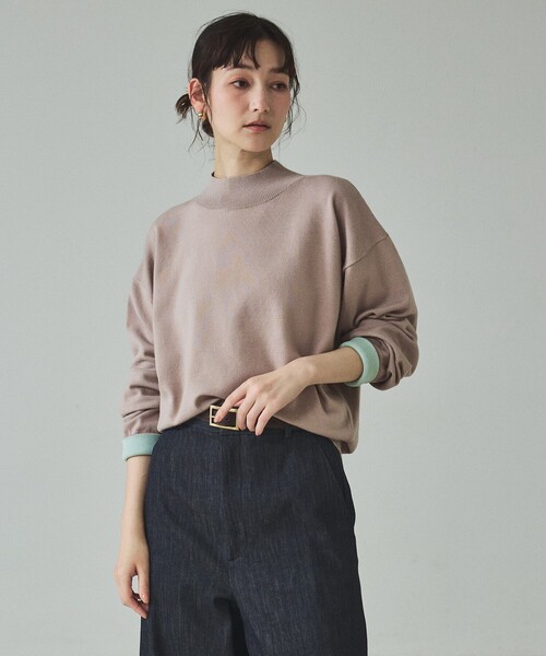 qualite(カリテ)の「バイカラーハイネックプルオーバー/冬服/オフィスカジュアル(ニット/セーター・レディース・アイボリー/ベージュ/ラベンダー・フリー)」の20枚目の写真