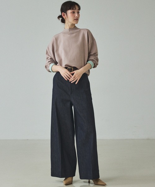 qualite（カリテ）の「バイカラーハイネックプルオーバー/冬服/オフィスカジュアル/スウェット/モックネック/カラーブロッキング（ニット/セーター・レディース・アイボリー/ベージュ/ラベンダー・フリー）」の18枚目の写真