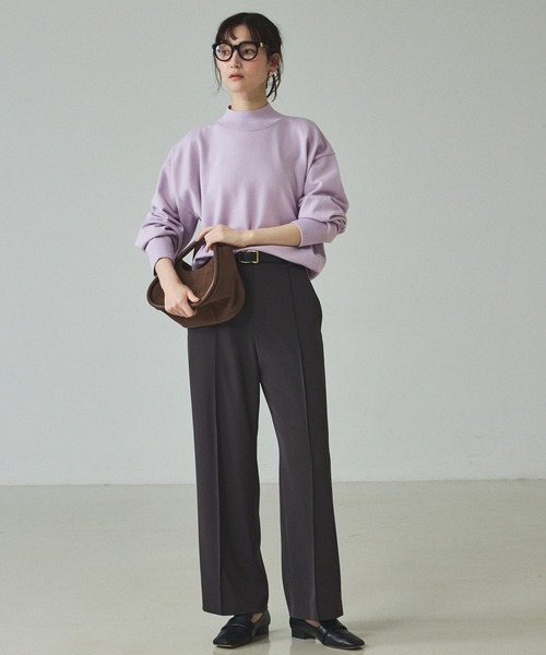 qualite（カリテ）の「バイカラーハイネックプルオーバー/冬服/オフィスカジュアル/スウェット/モックネック/カラーブロッキング（ニット/セーター・レディース・アイボリー/ベージュ/ラベンダー・フリー）」の22枚目の写真