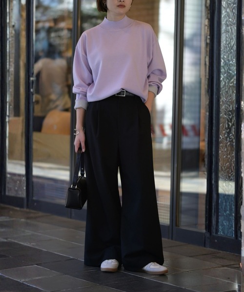 qualite(カリテ)の「バイカラーハイネックプルオーバー/冬服/オフィスカジュアル(ニット/セーター・レディース・アイボリー/ベージュ/ラベンダー・フリー)」の5枚目の写真