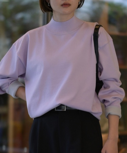 qualite(カリテ)の「バイカラーハイネックプルオーバー/冬服/オフィスカジュアル(ニット/セーター・レディース・アイボリー/ベージュ/ラベンダー・フリー)」の7枚目の写真