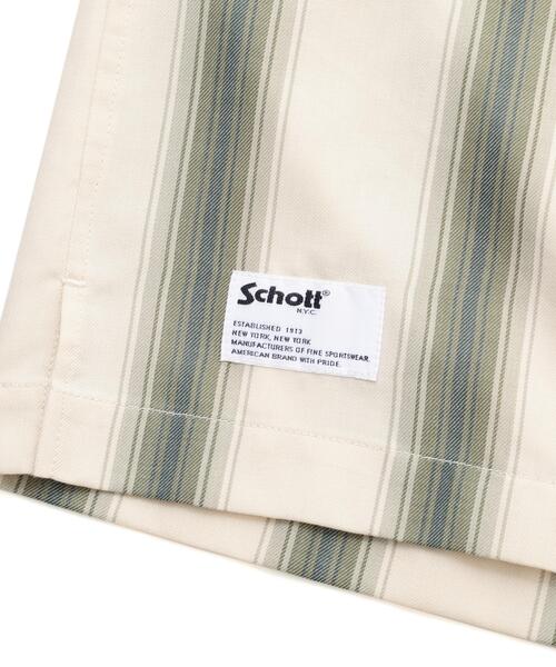Schott(ショット)の「Schott/ショット/STRIPE SS SHIRT/ストライプ 半袖 シャツ(シャツ/ブラウス・メンズ・ベージュ/ブラック・2XL/XL/L/M)」の12枚目の写真