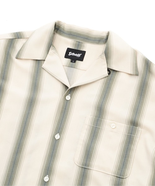 schott（ショット）の「Schott/ショット/STRIPE SS SHIRT/ストライプ 半袖 シャツ（シャツ/ブラウス・メンズ・ベージュ/ブラック・2XL/XL/L/M）」の6枚目の写真
