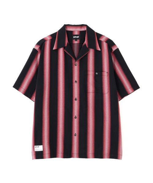 schott（ショット）の「Schott/ショット/STRIPE SS SHIRT/ストライプ 半袖 シャツ（シャツ/ブラウス・メンズ・ベージュ/ブラック・2XL/XL/L/M）」の4枚目の写真