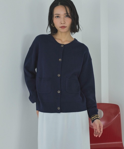 Doux archives（ドゥアルシーヴ）の「ニットジャケット（カーディガン/ボレロ・レディース・チャコールグレー/グレイッシュベージュ/ネイビー・FREE）」の3枚目の写真