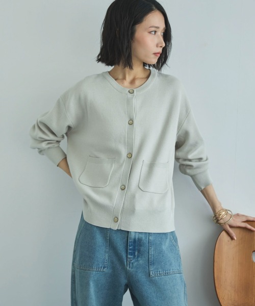 Doux archives（ドゥアルシーヴ）の「ニットジャケット（カーディガン/ボレロ・レディース・チャコールグレー/グレイッシュベージュ/ネイビー・FREE）」の2枚目の写真