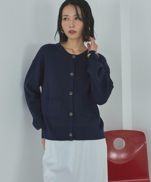 Doux archives（ドゥアルシーヴ）の「ニットジャケット（カーディガン/ボレロ・レディース・チャコールグレー/グレイッシュベージュ/ネイビー・FREE）」の19枚目の写真