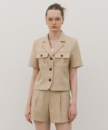 320SHOWROOM（320ショールーム）の「Utility Collar Short Sleeve Pocket Jacket Butter beige（その他アウター）」