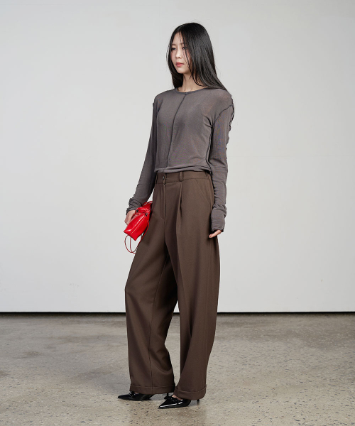 320SHOWROOM(320ショールーム)の「Stitch see-through long sleeve Charcoal(Tシャツ/カットソー・レディース・その他・FREE)」の3枚目の写真