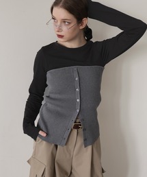 Mili affinity（ミリアフィニティー）の「リブニットビスチェデザイン長袖Tシャツ（ニット/セーター）」