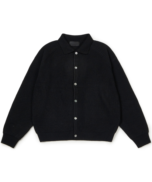 Sleeve patch collar knit-Black