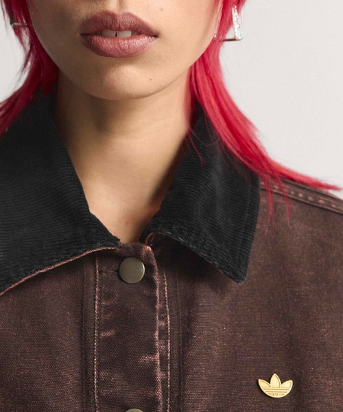 adidas（アディダス）の「キャンバス トラックトップ ジャケット / アディダスオリジナルス adidas Originals（その他アウター・レディース・ブラウン/ベージュ・XX-LARGE/LARGE/MEDIUM/SMALL/X-LARGE/X-SMALL）」の3枚目の写真