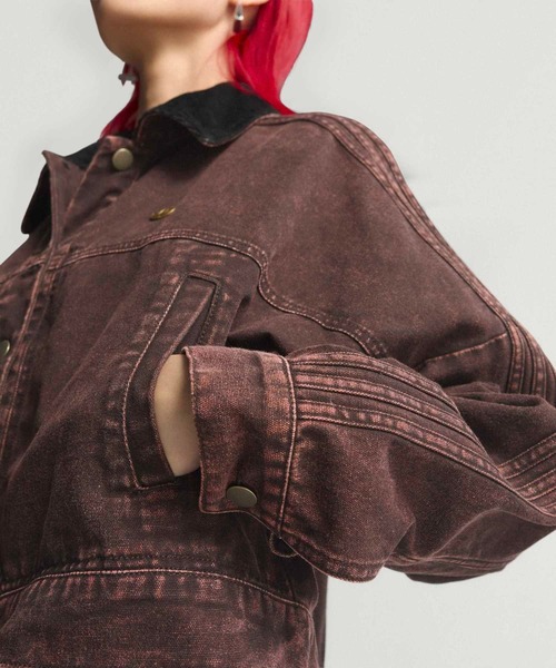 adidas（アディダス）の「キャンバス トラックトップ ジャケット / アディダスオリジナルス adidas Originals（その他アウター・レディース・ブラウン/ベージュ・XX-LARGE/LARGE/MEDIUM/SMALL/X-LARGE/X-SMALL）」の6枚目の写真