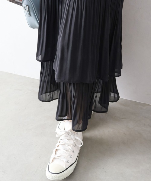 SpRay（スプレイ）の「シアープリーツティアードスカート（スカート・レディース・ブラック/アイボリー・FREE）」の7枚目の写真