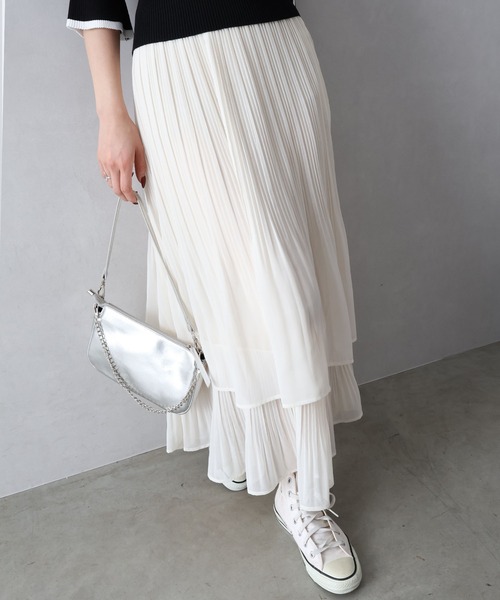 SpRay（スプレイ）の「シアープリーツティアードスカート（スカート・レディース・ブラック/アイボリー・FREE）」の11枚目の写真