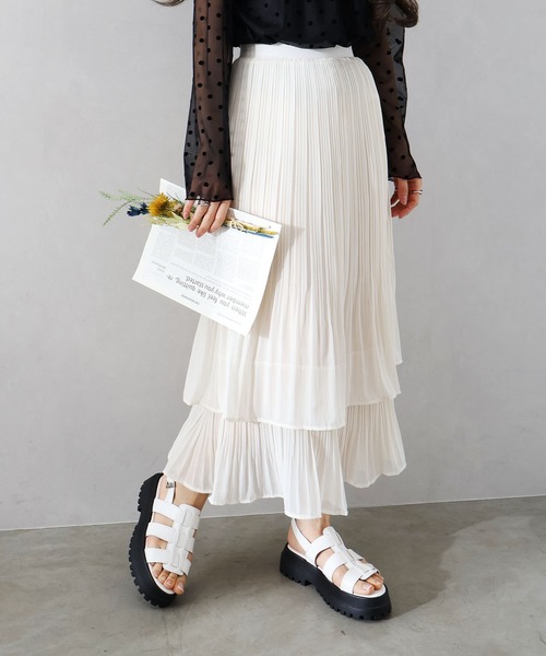 SpRay（スプレイ）の「シアープリーツティアードスカート（スカート・レディース・ブラック/アイボリー・FREE）」の22枚目の写真