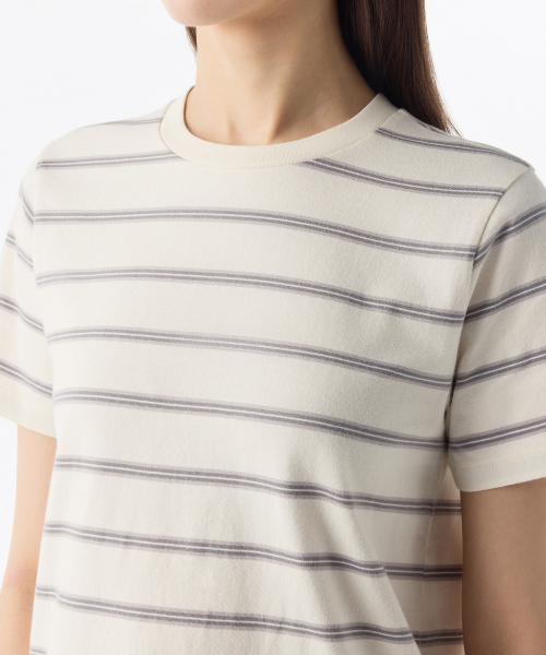 MUSINSA STANDARD WOMAN（ムシンサスタンダードウーマン）の「ウィメンズマルチストライプクルーネックTシャツ1 [クリーム]（Tシャツ/カットソー・レディース・その他・SMALL/MEDIUM/LARGE/X-SMALL）」の3枚目の写真