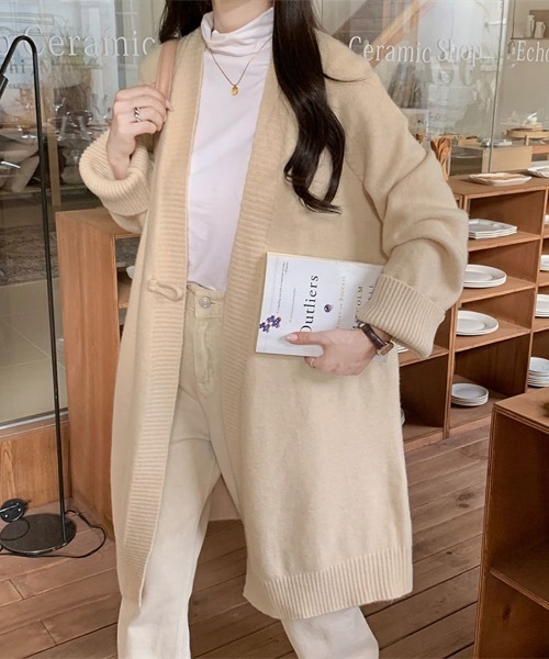 セール】ロングニットカーディガン トグルボタン（その他アウター