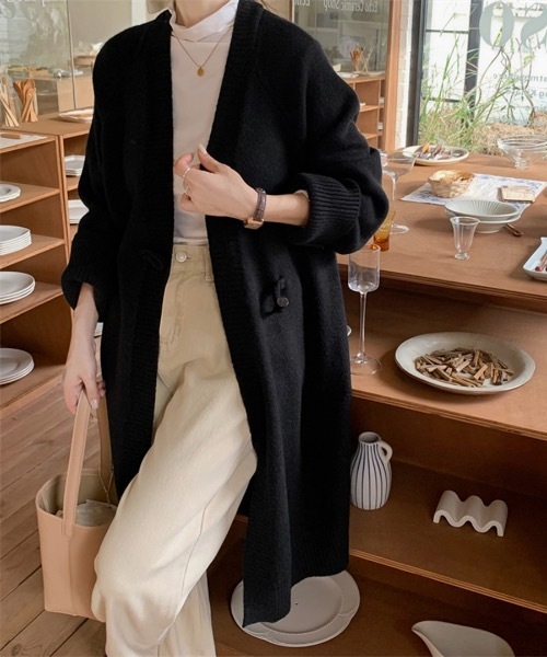 セール】ロングニットカーディガン トグルボタン（その他アウター