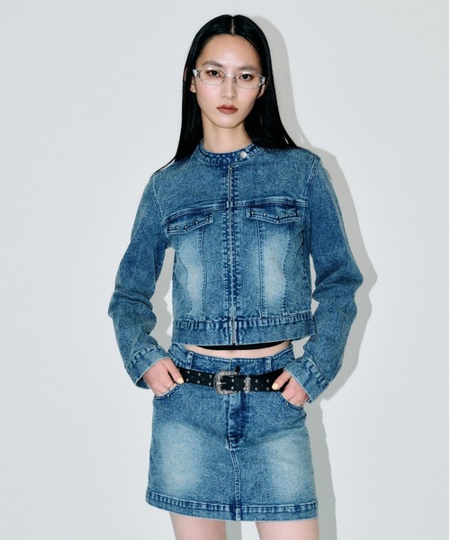 3.3 Field Trip （3.3フィールドトリップ）の「【セットアップ着用可能】3.3 Field Trip／スタッズデニムジャケット（デニムジャケット・レディース・ブルー/ブラック・FREE）」の2枚目の写真