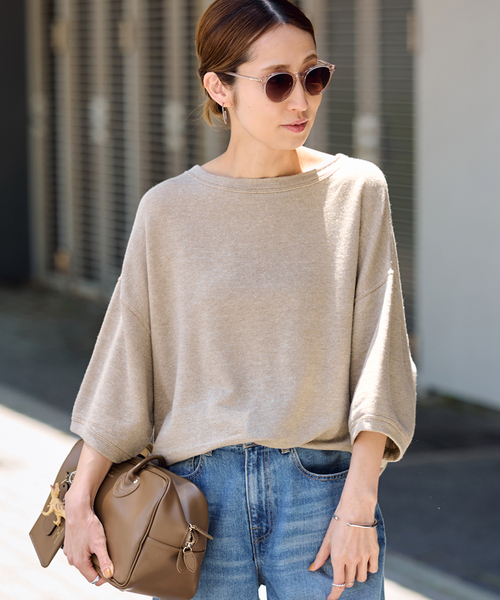 FRAMeWORK（フレームワーク）の「≪WEB先行 / 追加≫LINEN TERRY LOOSEプルオーバー（Tシャツ/カットソー・レディース・ベージュ/ホワイト・FREE）」の22枚目の写真