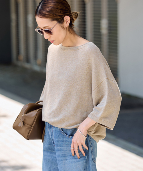 FRAMeWORK（フレームワーク）の「≪WEB先行 / 追加≫LINEN TERRY LOOSEプルオーバー（Tシャツ/カットソー・レディース・ベージュ/ホワイト・FREE）」の21枚目の写真