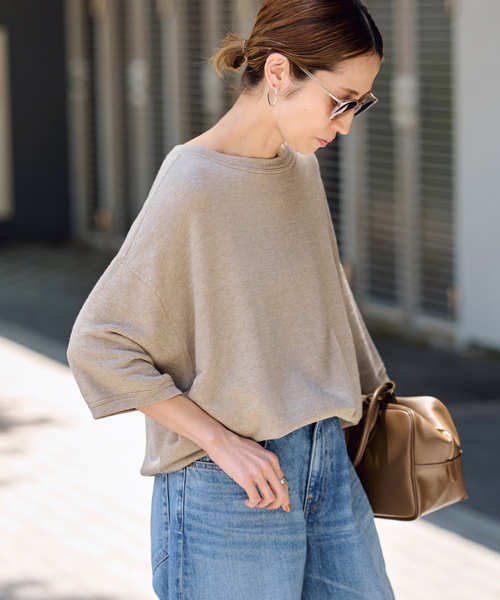 FRAMeWORK（フレームワーク）の「≪WEB先行 / 追加≫LINEN TERRY LOOSEプルオーバー（Tシャツ/カットソー・レディース・ベージュ/ホワイト・FREE）」の20枚目の写真