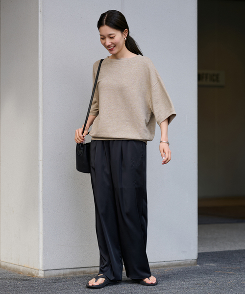 FRAMeWORK（フレームワーク）の「≪WEB先行 / 追加≫LINEN TERRY LOOSEプルオーバー（Tシャツ/カットソー・レディース・ベージュ/ホワイト・FREE）」の18枚目の写真