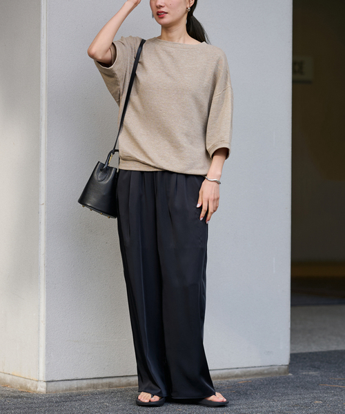 FRAMeWORK（フレームワーク）の「≪WEB先行 / 追加≫LINEN TERRY LOOSEプルオーバー（Tシャツ/カットソー・レディース・ベージュ/ホワイト・FREE）」の17枚目の写真