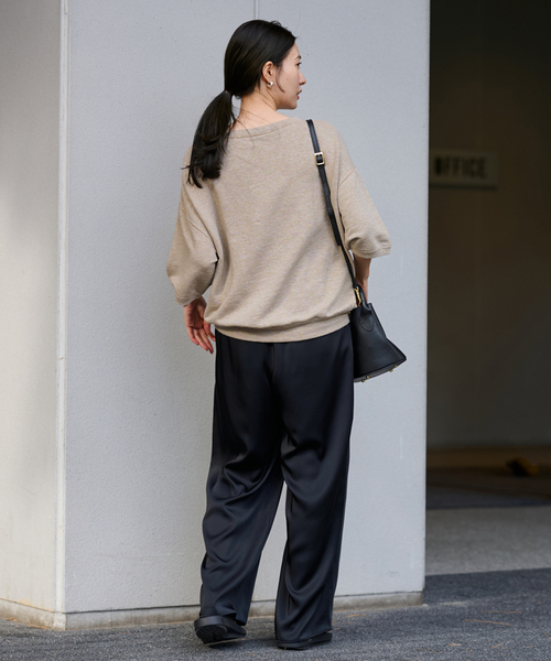 FRAMeWORK（フレームワーク）の「≪WEB先行 / 追加≫LINEN TERRY LOOSEプルオーバー（Tシャツ/カットソー・レディース・ベージュ/ホワイト・FREE）」の15枚目の写真