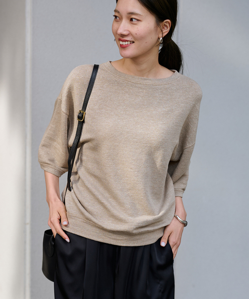 FRAMeWORK（フレームワーク）の「≪WEB先行 / 追加≫LINEN TERRY LOOSEプルオーバー（Tシャツ/カットソー・レディース・ベージュ/ホワイト・FREE）」の13枚目の写真